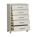 Modern Farmhouse 5 Drawer Chest in White - Furniture 4 Less (Jacksonville, NC)