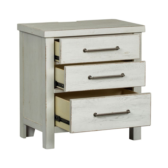 Liberty Modern Farmhouse 3 Drawer Nightstand in White - Furniture 4 Less (Jacksonville, NC)