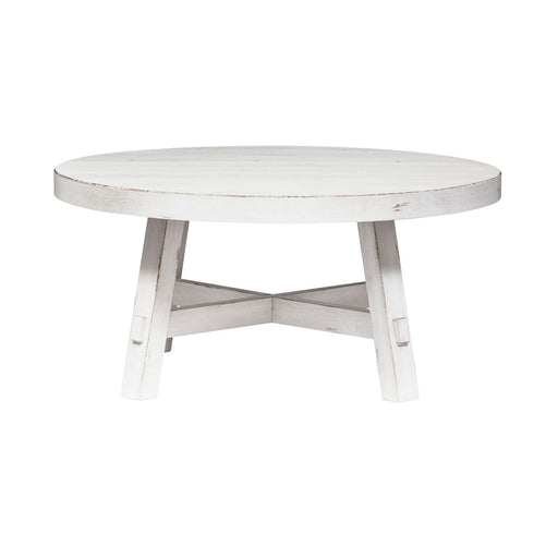Modern Farmhouse Splay Leg Round Cocktail in Flea Market White - Furniture 4 Less (Jacksonville, NC)