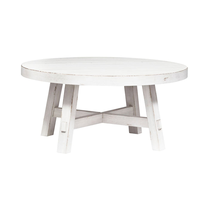 Modern Farmhouse Splay Leg Round Cocktail in Flea Market White - Furniture 4 Less (Jacksonville, NC)