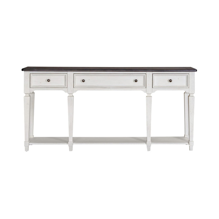 Liberty Furniture Allyson Park 72" Hall Table in Wirebrushed White with Charcoal Top EST SHIP TIME APPX 4 WEEKS - Furniture 4 Less (Jacksonville, NC)