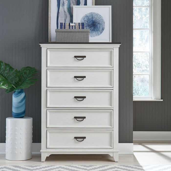 Liberty Furniture Allyson Park 5 Drawer Chest in White - Furniture 4 Less (Jacksonville, NC)