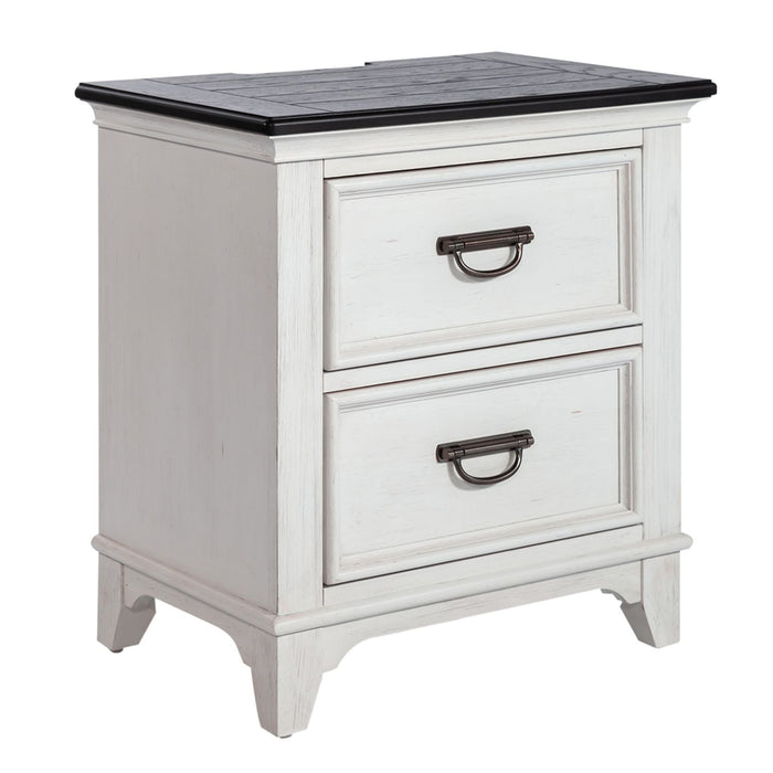 Allyson Park 2 Drawer Nightstand with Charging Station in White - Furniture 4 Less (Jacksonville, NC)