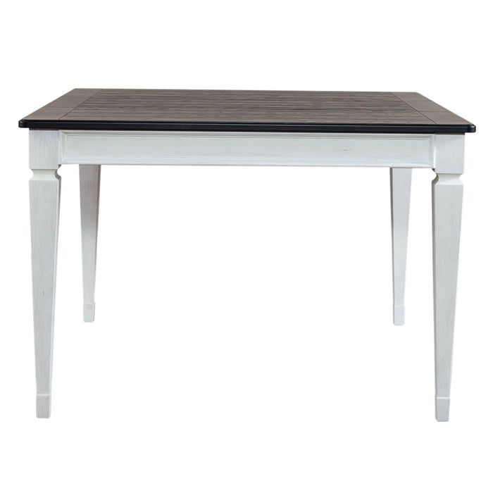 Allyson Park Pedestal Counter Height Leg Table in Wirebrushed White - Furniture 4 Less (Jacksonville, NC)