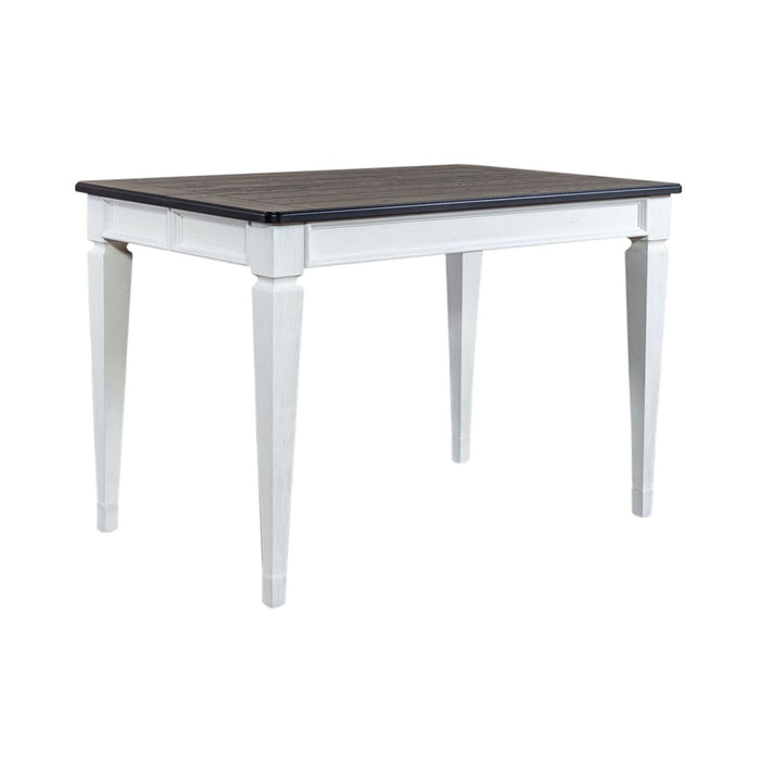 Allyson Park Pedestal Counter Height Leg Table in Wirebrushed White - Furniture 4 Less (Jacksonville, NC)