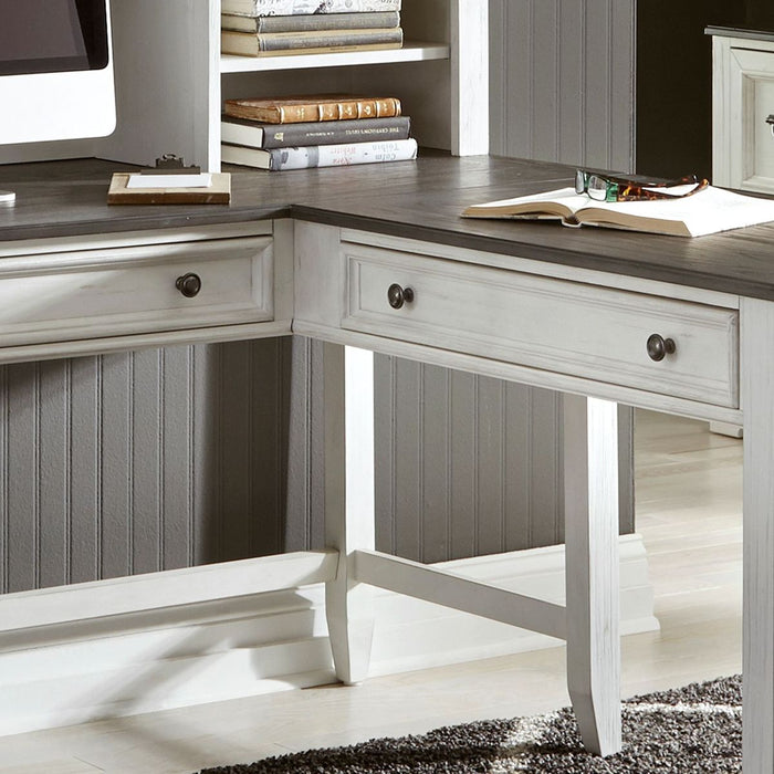Liberty Furniture Allyson Park Right Turn Writing Desk in Wirebrushed White - Furniture 4 Less (Jacksonville, NC)