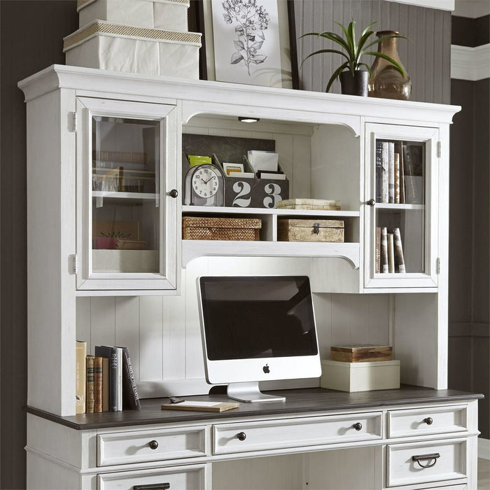 Liberty Allyson Park Jr. Executive Credenza with Hutch in Wirebrushed White - Furniture 4 Less (Jacksonville, NC)