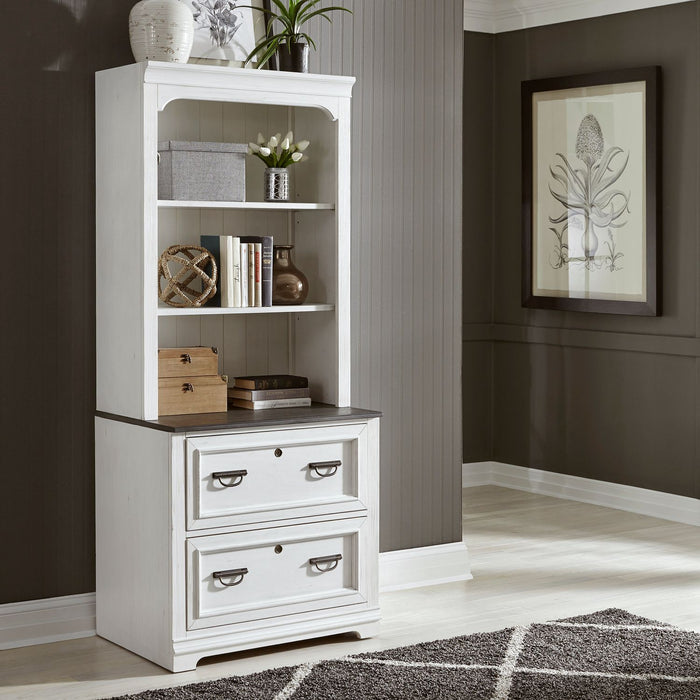 Allyson Park Bunching Lateral File Hutch in Wirebrushed White - Furniture 4 Less (Jacksonville, NC)