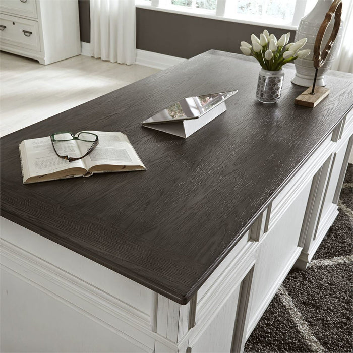 Liberty Allyson Park Jr. Executive Desk in Wirebrushed White - Furniture 4 Less (Jacksonville, NC)