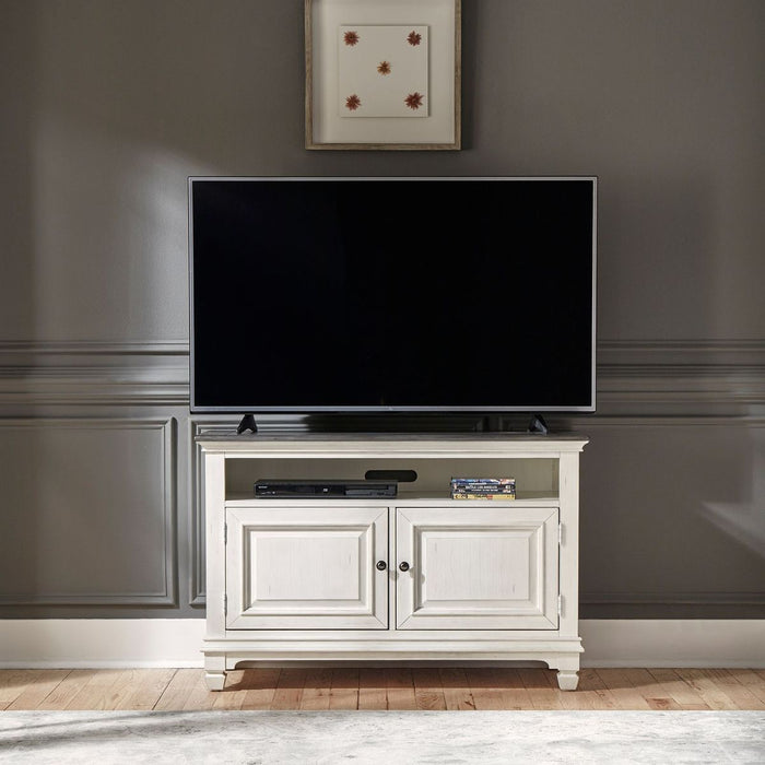 Liberty Furniture Allyson Park 46 Inch TV Console in Wirebrushed White - Furniture 4 Less (Jacksonville, NC)