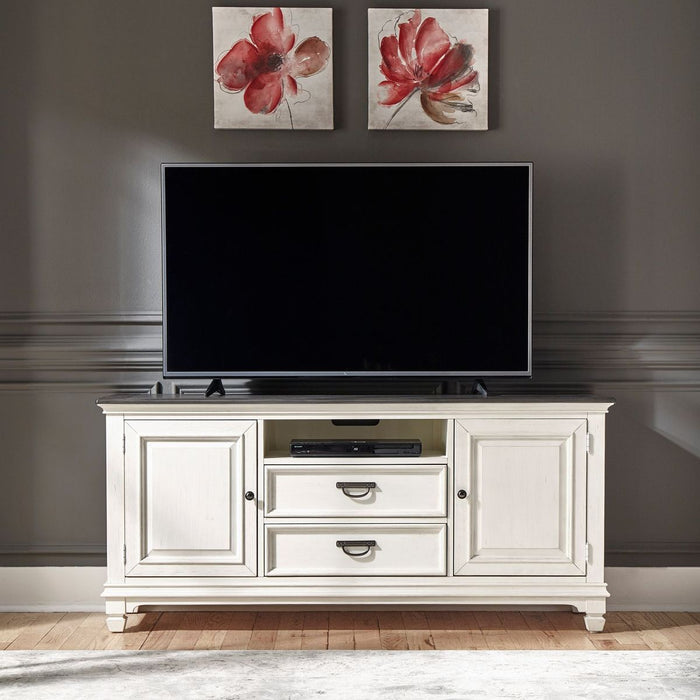 Liberty Furniture Allyson Park 66 Inch TV Console in Wirebrushed White - Furniture 4 Less (Jacksonville, NC)