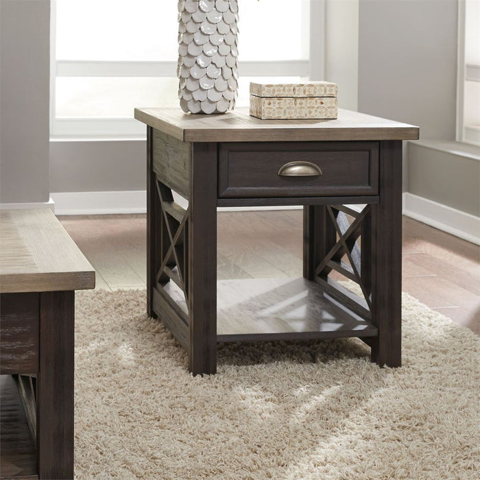 Liberty Heatherbrook Drawer End Table in Charcoal and Ash - Furniture 4 Less (Jacksonville, NC)
