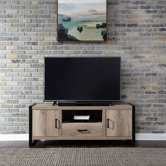 Liberty Furniture Sun Valley 64 Inch TV Console w/ Faux Metal in Sandstone - Furniture 4 Less (Jacksonville, NC)