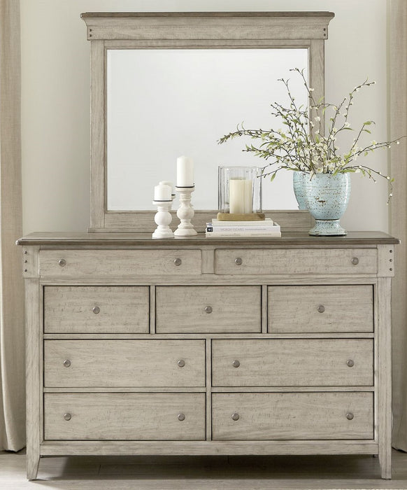 Liberty Furniture Ivy Hollow Landscape Mirror in Weathered Linen - Furniture 4 Less (Jacksonville, NC)