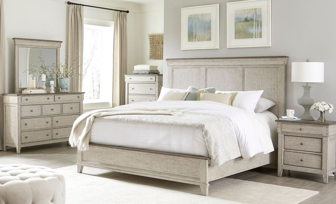 Liberty Furniture Ivy Hollow Queen Panel Bed in Weathered Linen - Furniture 4 Less (Jacksonville, NC)