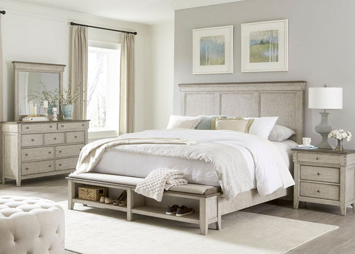 Liberty Furniture Ivy Hollow Queen Storage Bed in Weathered Linen - Furniture 4 Less (Jacksonville, NC)