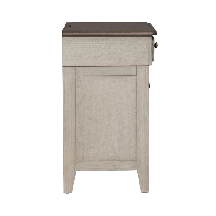 Ivy Hollow 3 Drawer Nightstand w/ Charging Station in Weathered Linen - Furniture 4 Less (Jacksonville, NC)