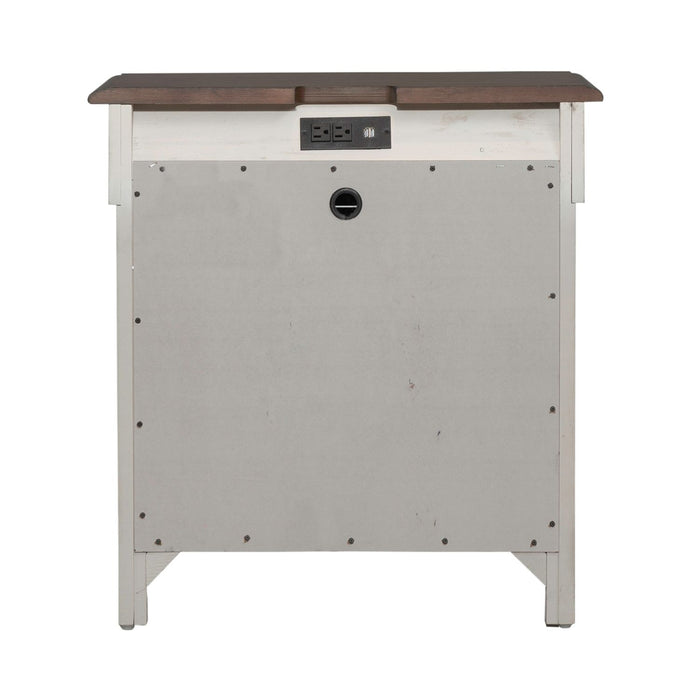 Ivy Hollow 3 Drawer Nightstand w/ Charging Station in Weathered Linen - Furniture 4 Less (Jacksonville, NC)