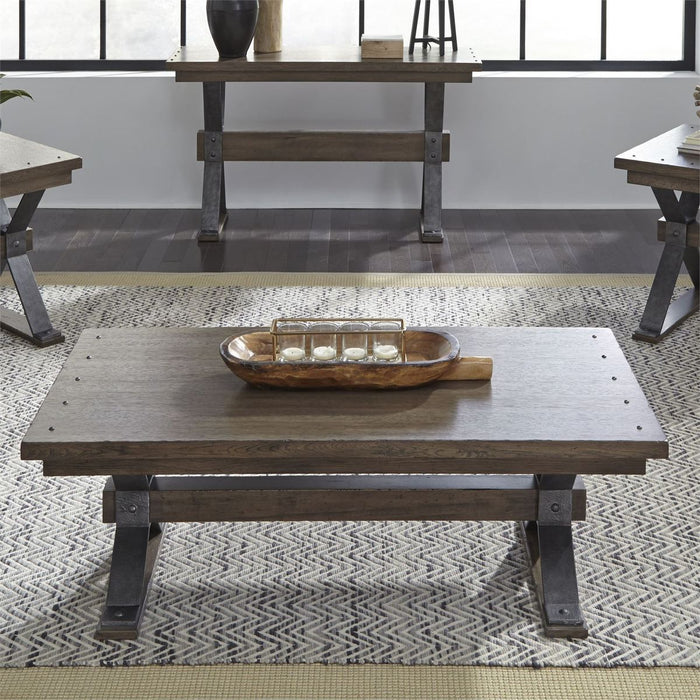 Liberty Sonoma Road Rectangular Cocktail Table in Weathered Beaten Bark - Furniture 4 Less (Jacksonville, NC)