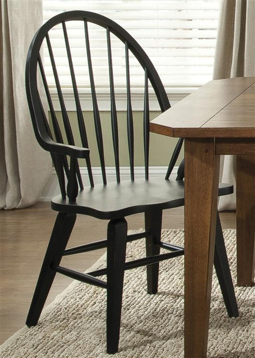Liberty Furniture Hearthstone Windsor Back Arm Chair in Black (Set of 2) - Furniture 4 Less (Jacksonville, NC)