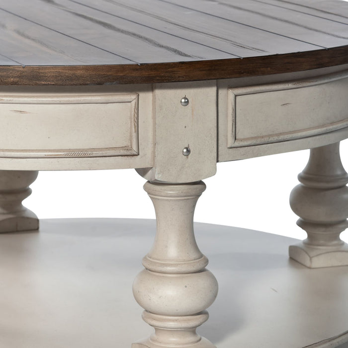 Morgan Creek Round Cocktail Table in Antique White - Furniture 4 Less (Jacksonville, NC)