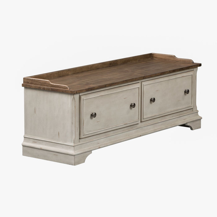 Morgan Creek Storage Hall Bench in Antique White - Furniture 4 Less (Jacksonville, NC)
