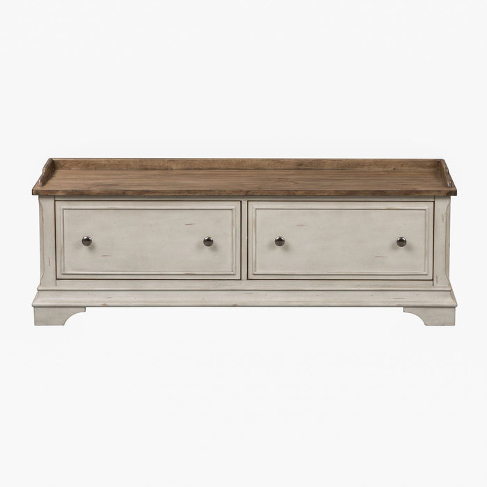 Morgan Creek Storage Hall Bench in Antique White - Furniture 4 Less (Jacksonville, NC)
