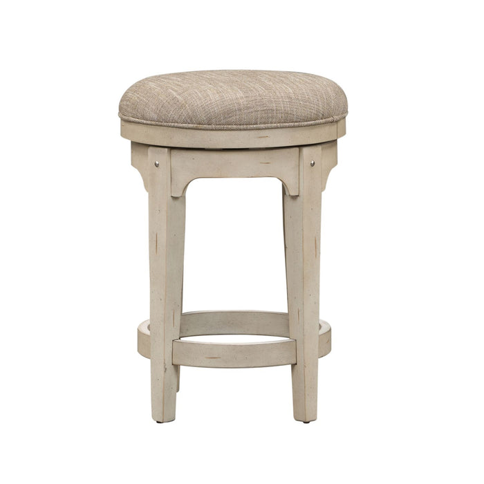 Morgan Creek Console Swivel Stool in Antique White - Furniture 4 Less (Jacksonville, NC)