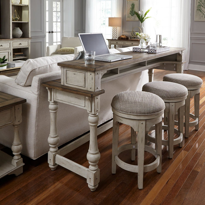 Morgan Creek Console Swivel Stool in Antique White - Furniture 4 Less (Jacksonville, NC)