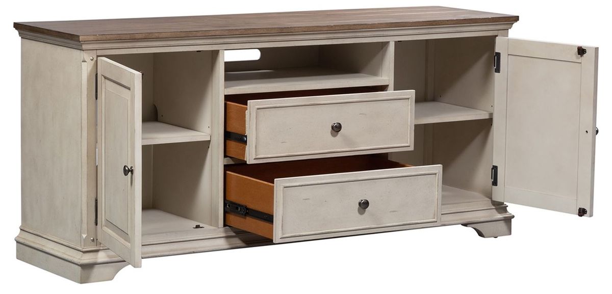 Liberty Morgan Creek 66" TV Console in Antique White - Furniture 4 Less (Jacksonville, NC)