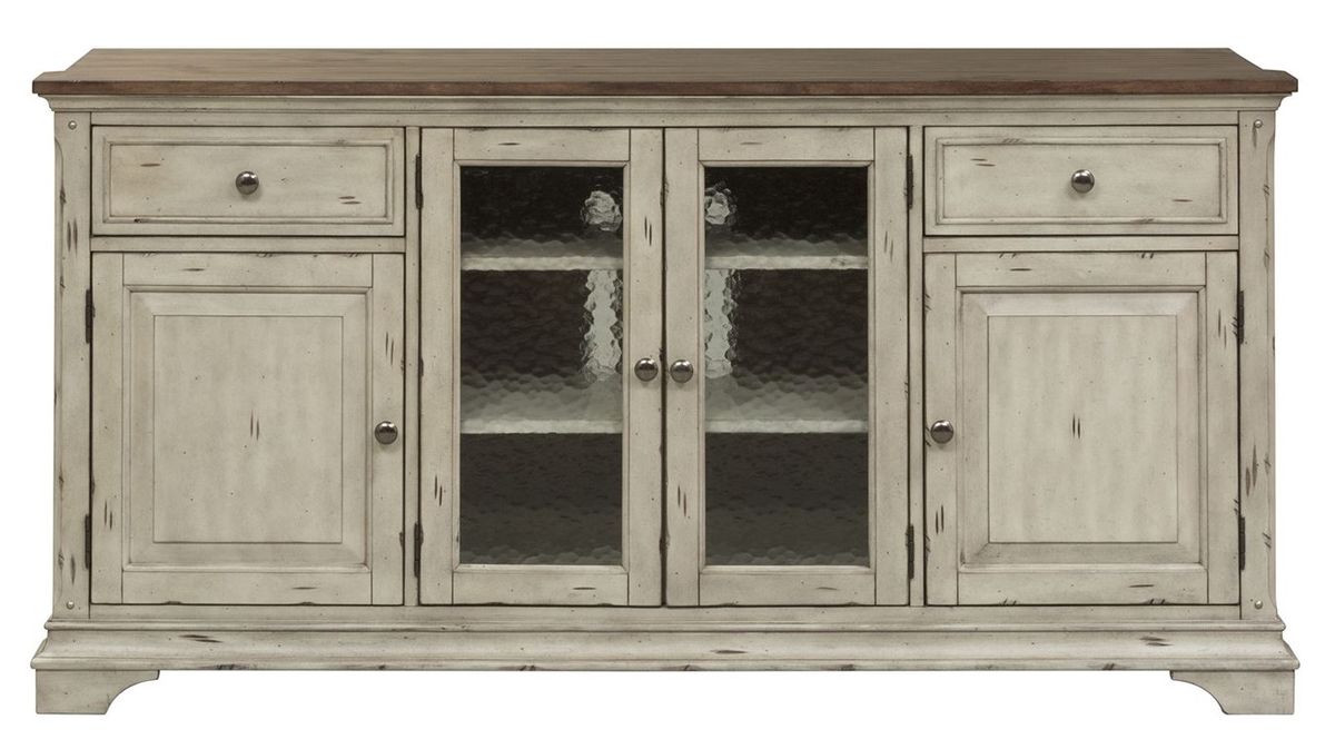 Liberty Morgan Creek 68" Entertainment TV Stand with Hutch in Antique White - Furniture 4 Less (Jacksonville, NC)