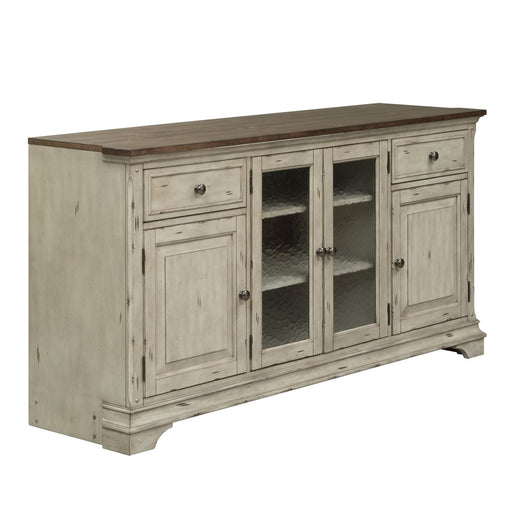 Liberty Morgan Creek Entertainment TV Stand in Antique White Finish with Wire Brushed Tobacco Accents - Furniture 4 Less (Jacksonville, NC)