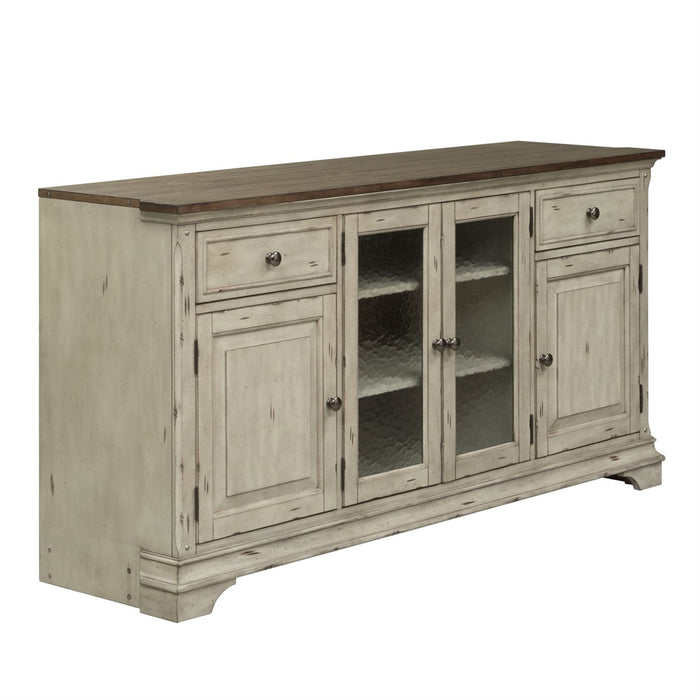 Liberty Morgan Creek Entertainment TV Stand in Antique White Finish with Wire Brushed Tobacco Accents - Furniture 4 Less (Jacksonville, NC)