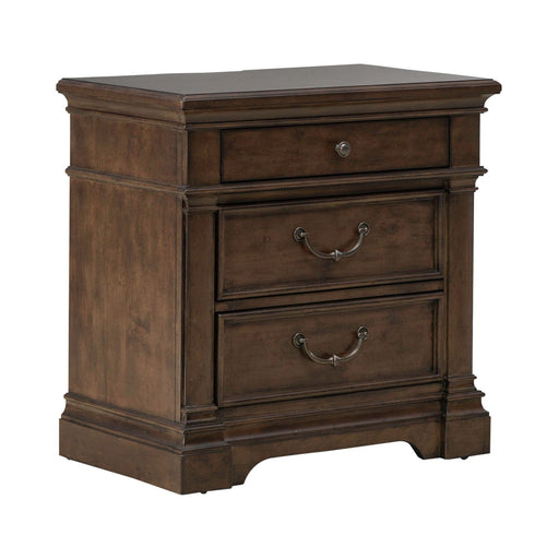 Arden Road Nightstand with Charging Station in Satin Cherry - Furniture 4 Less (Jacksonville, NC)