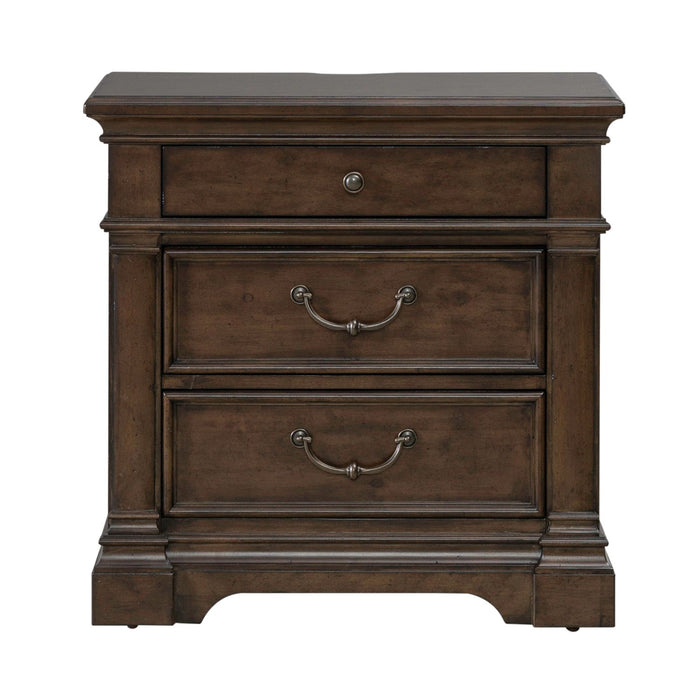 Arden Road Nightstand with Charging Station in Satin Cherry - Furniture 4 Less (Jacksonville, NC)