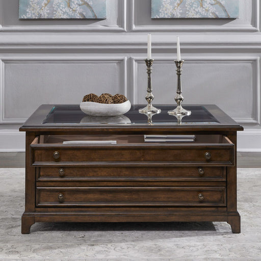Arden Road Square Collector Cocktail Table in Satin Cherry - Furniture 4 Less (Jacksonville, NC)