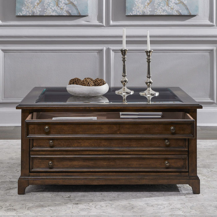 Arden Road Square Collector Cocktail Table in Satin Cherry - Furniture 4 Less (Jacksonville, NC)