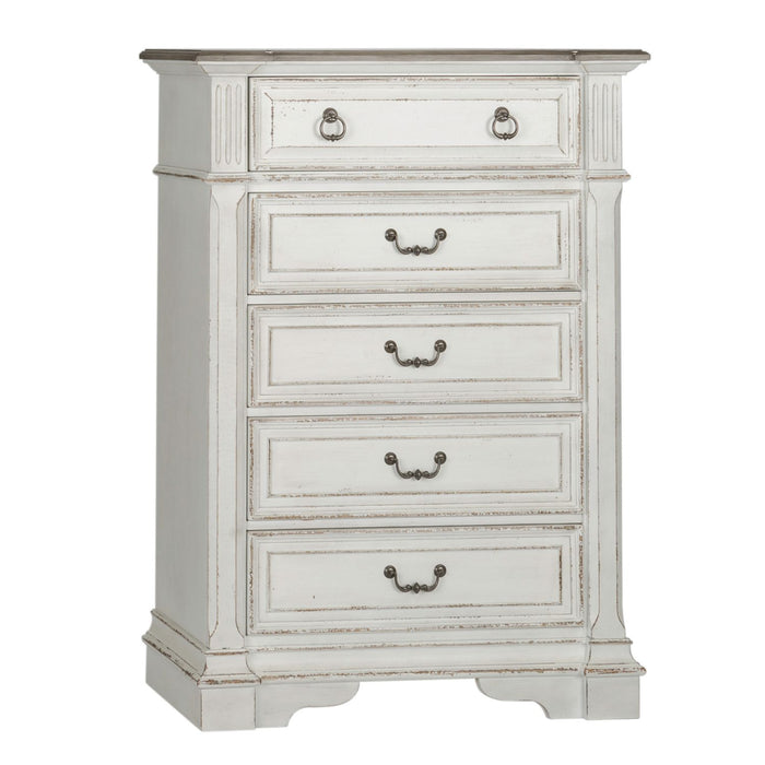 Abbey Park Drawer Chest in Antique White - Furniture 4 Less (Jacksonville, NC)