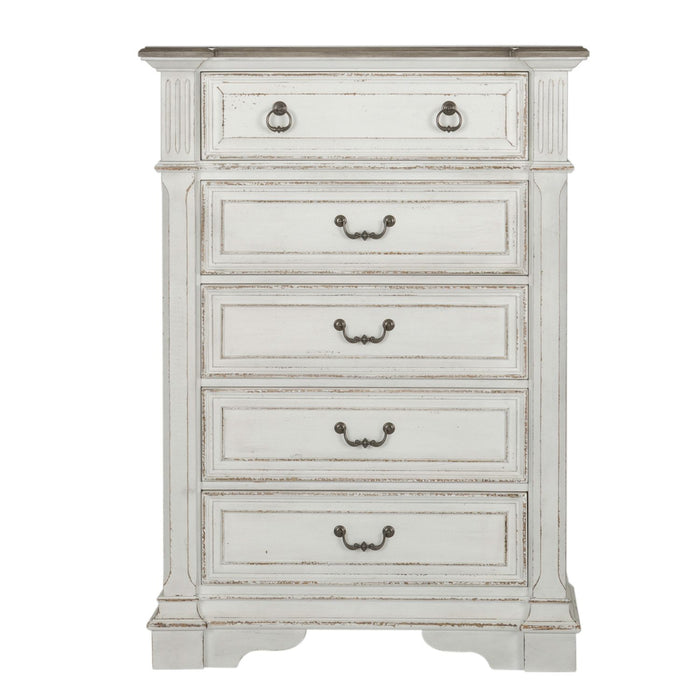 Abbey Park Drawer Chest in Antique White - Furniture 4 Less (Jacksonville, NC)