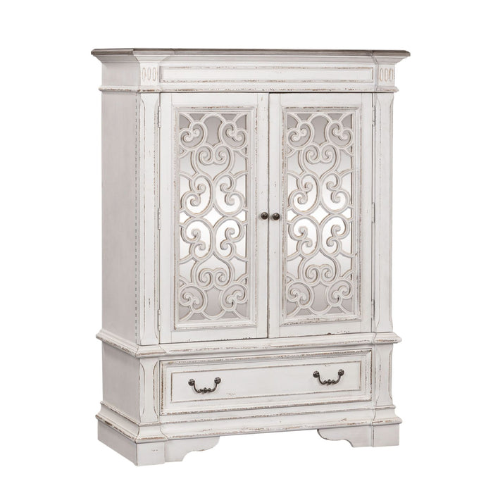 Abbey Park Mirrored Door Chest in Antique White - Furniture 4 Less (Jacksonville, NC)