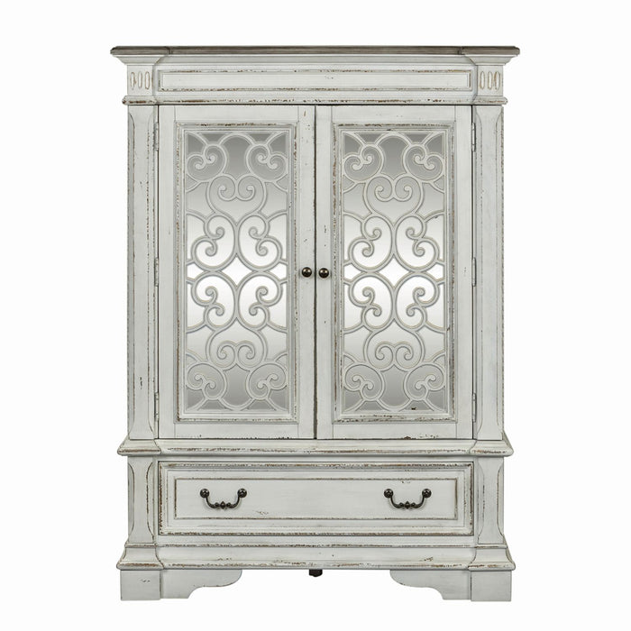 Abbey Park Mirrored Door Chest in Antique White - Furniture 4 Less (Jacksonville, NC)