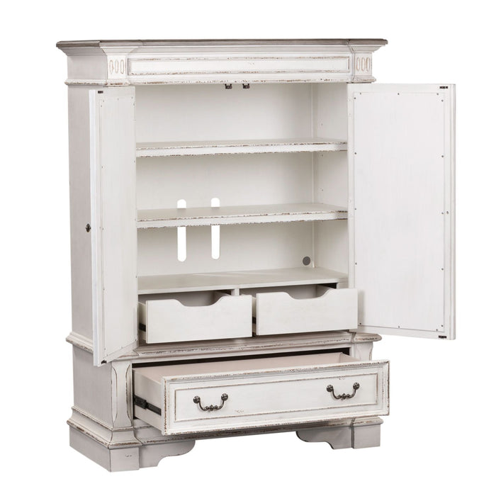 Abbey Park Mirrored Door Chest in Antique White - Furniture 4 Less (Jacksonville, NC)