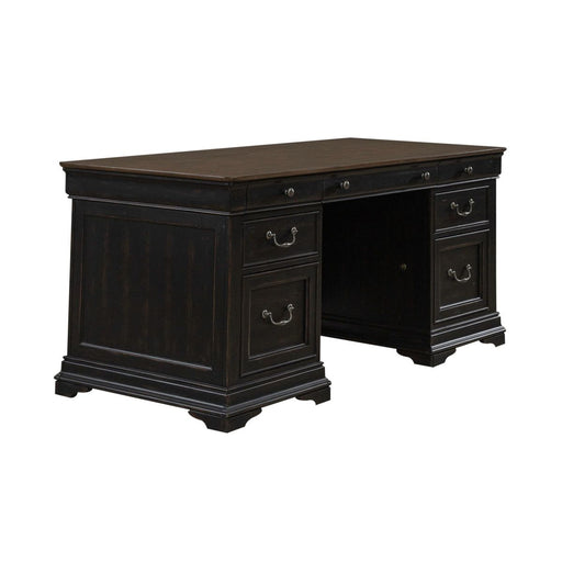 Liberty Furniture Meritage Junior Executive Desk in Aged Charcoal w/ Rub Thru/Caramel - Furniture 4 Less (Jacksonville, NC)
