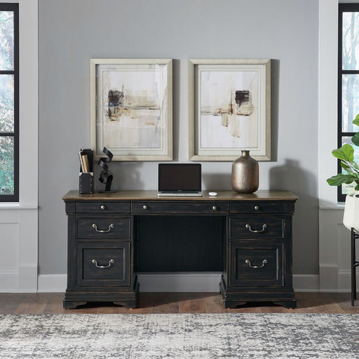 Liberty Furniture Meritage 5 Piece Junior Executive Set in Aged Charcoal w/ Rub Thru/Caramel - Furniture 4 Less (Jacksonville, NC)