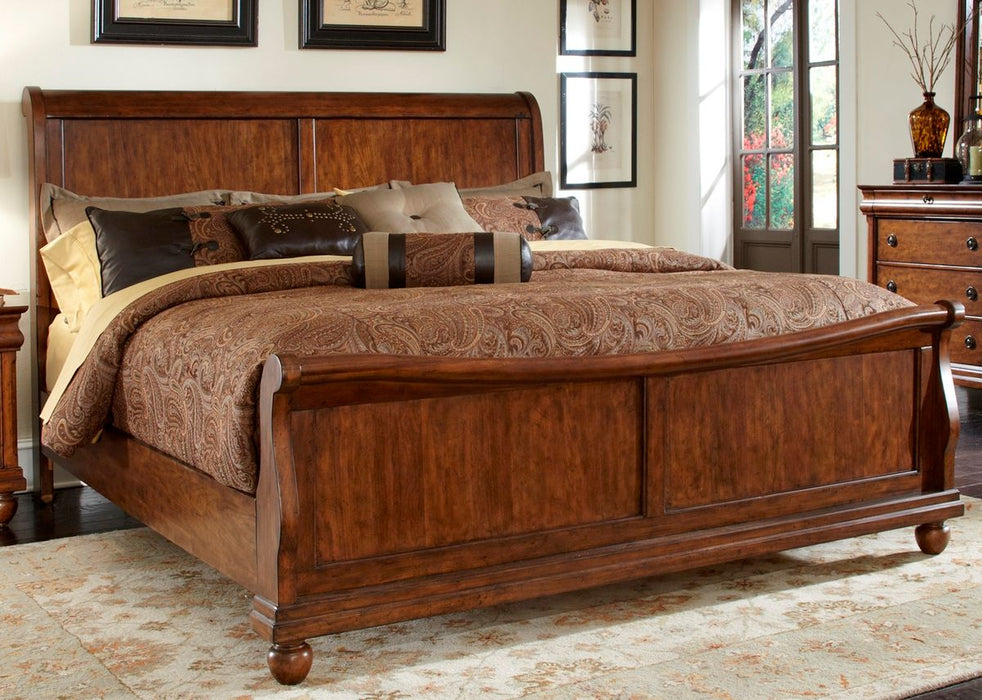 Liberty Furniture Rustic Traditions Queen Sleigh Bed in Rustic Cherry - Furniture 4 Less (Jacksonville, NC)