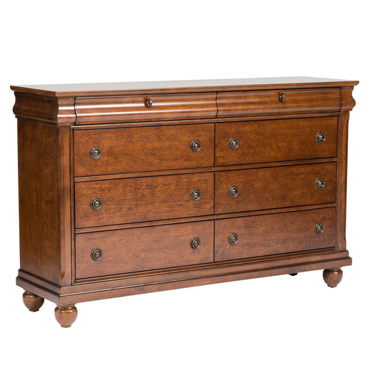 Rustic Traditions 8 Drawer Dresser in Rustic Cherry - Furniture 4 Less (Jacksonville, NC)