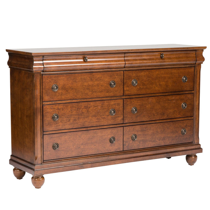 Rustic Traditions 8 Drawer Dresser in Rustic Cherry - Furniture 4 Less (Jacksonville, NC)