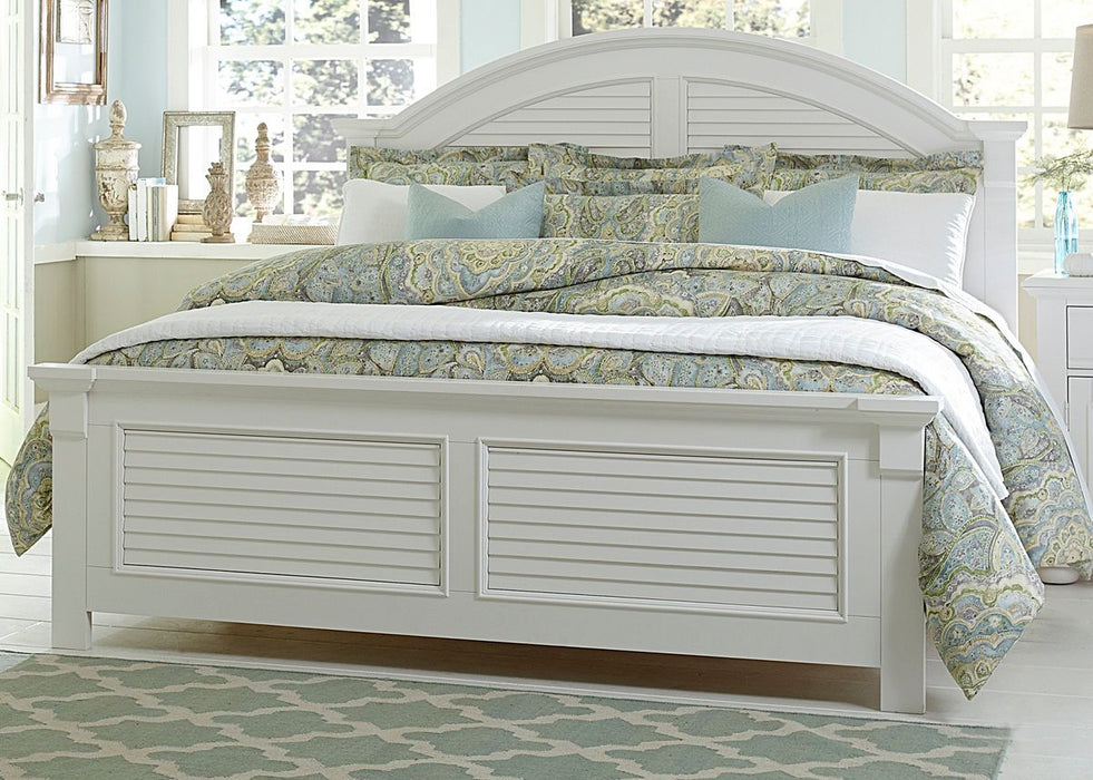 Liberty Furniture Summer House King Panel Bed in Oyster White - Furniture 4 Less (Jacksonville, NC)