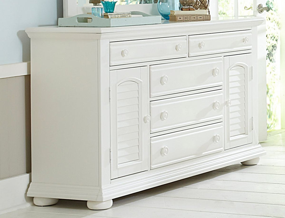 Liberty Furniture Summer House 5 Drawer Dresser in Oyster White - Furniture 4 Less (Jacksonville, NC)
