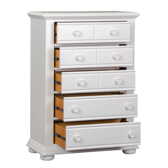 Summer House 5 Drawer Chest in White - Furniture 4 Less (Jacksonville, NC)